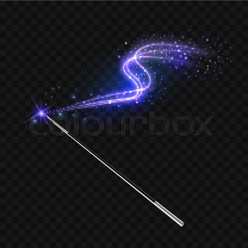 800x800 Magic Wand With Magical Violet Sparkle Stock Vector Colourbox