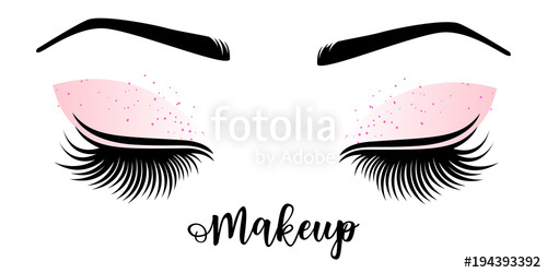 500x250 Makeup Master Logo Vector Illustration Of Lashes And Brow Stock