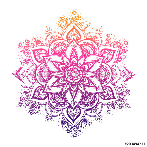 500x500 Round Gradient Mandala On White Isolated Background Vector Boho