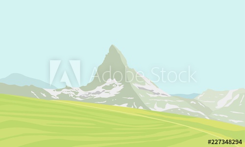 500x300 Mountain Matterhorn Landscape Glaciers On Mountain, Green Valley