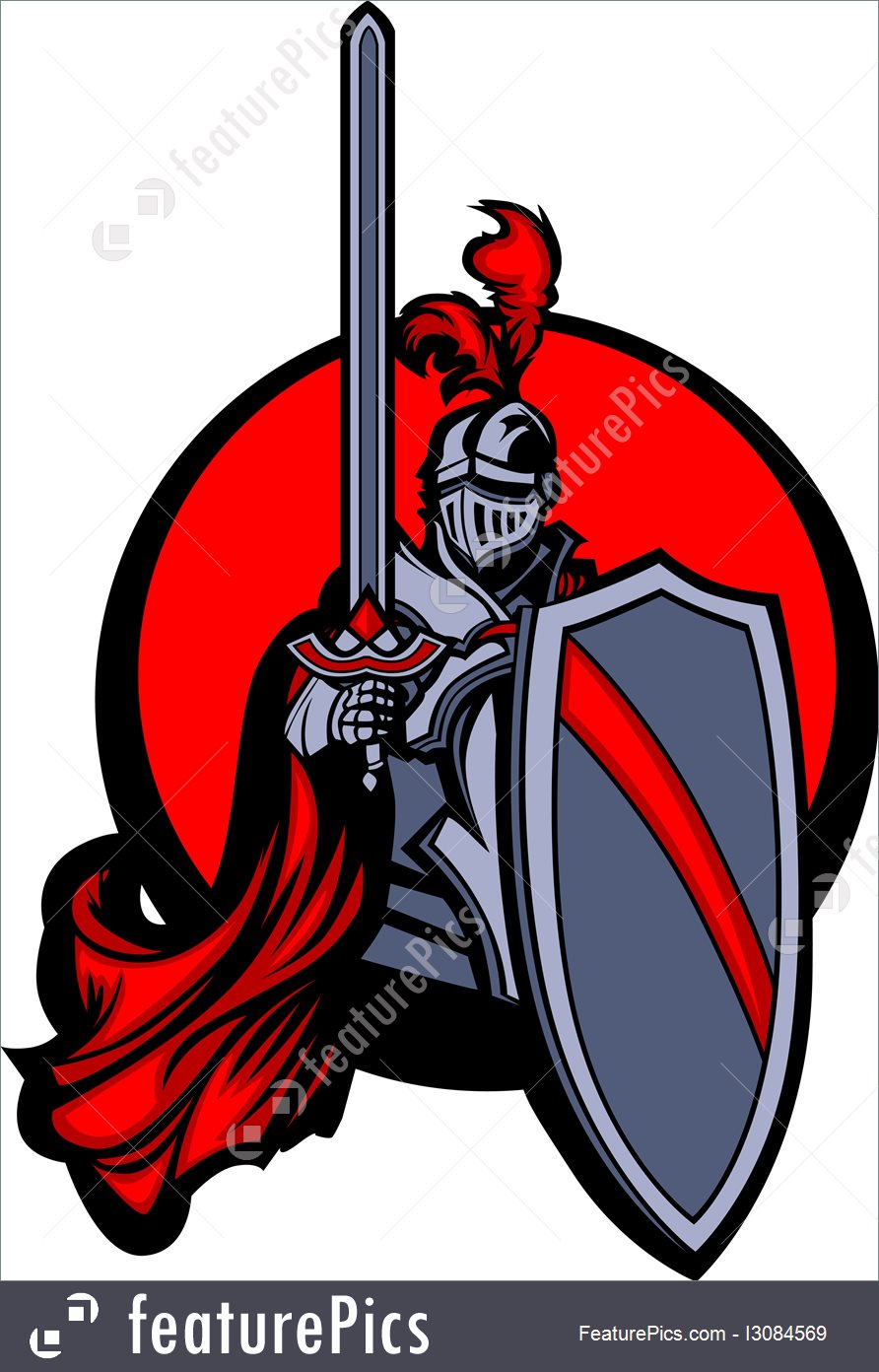 892x1392 Medieval Knight With Sword And Shield Vector Mascot