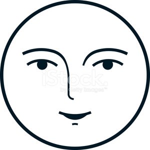 300x300 Vector Moon Face Isolated On White Background Stock Vectors