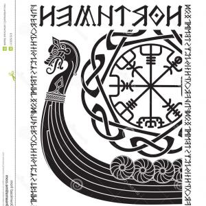 300x300 Warship Vikings Drakkar Ancient Scandinavian Pattern Norse Runes