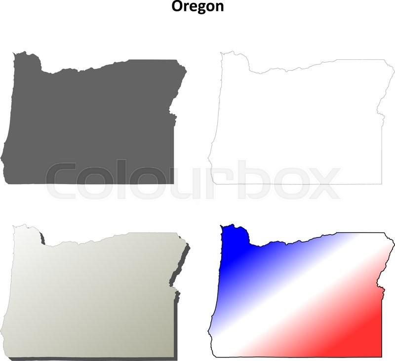 800x731 Oregon State Blank Vector Outline Map Stock Vector Colourbox