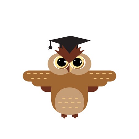 450x450 Cute School Owl Logo Vector Design Flat Style Royalty Free Vector