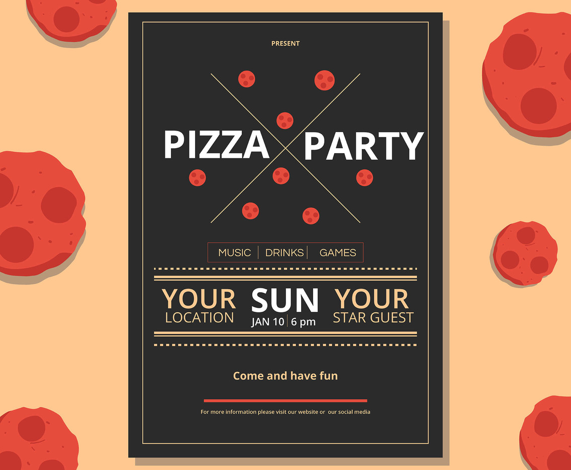 1136x936 Pizza Party Flyer Vector Vector Art Graphics