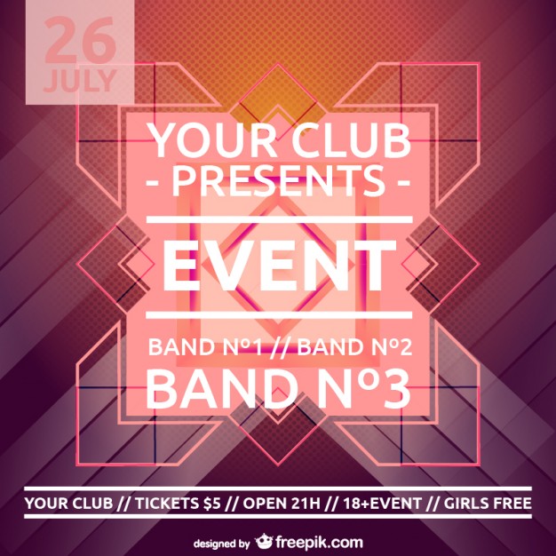 626x626 Pink Modern Party Poster Vector Free Download
