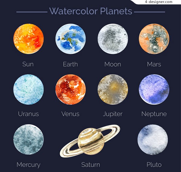 600x570 Designer Planet Vector Of Water Painting