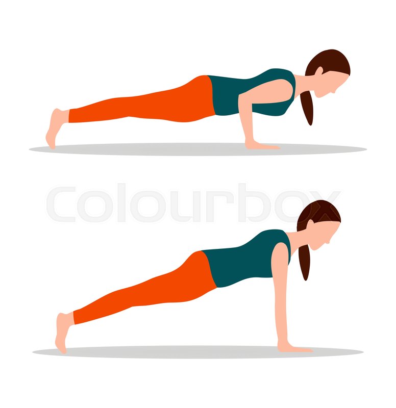 776x800 Push Ups Position Of Yoga, Fit Woman Stock Vector Colourbox