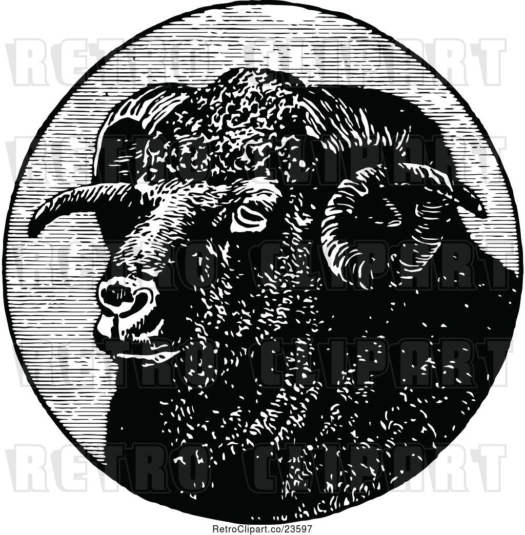 1024x1044 Vector Clip Art Of Retro Ram Head In A Circle