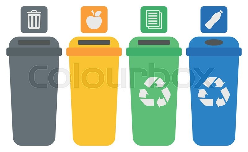800x492 Four Colored Recycling Bins Vector Stock Vector Colourbox