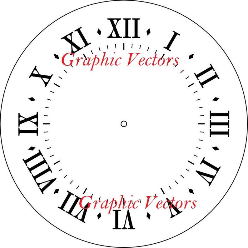 794x794 Clock Blank With Roman Numerals Vector Etsy