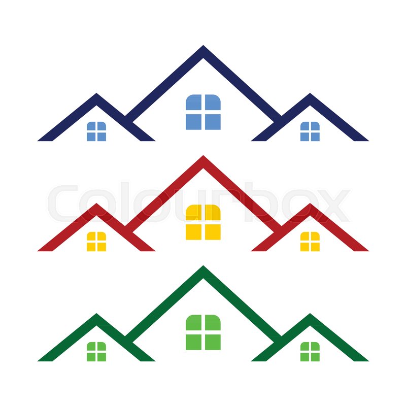 800x800 Triple Rooftop Real Estate Logo Symbol Stock Vector Colourbox