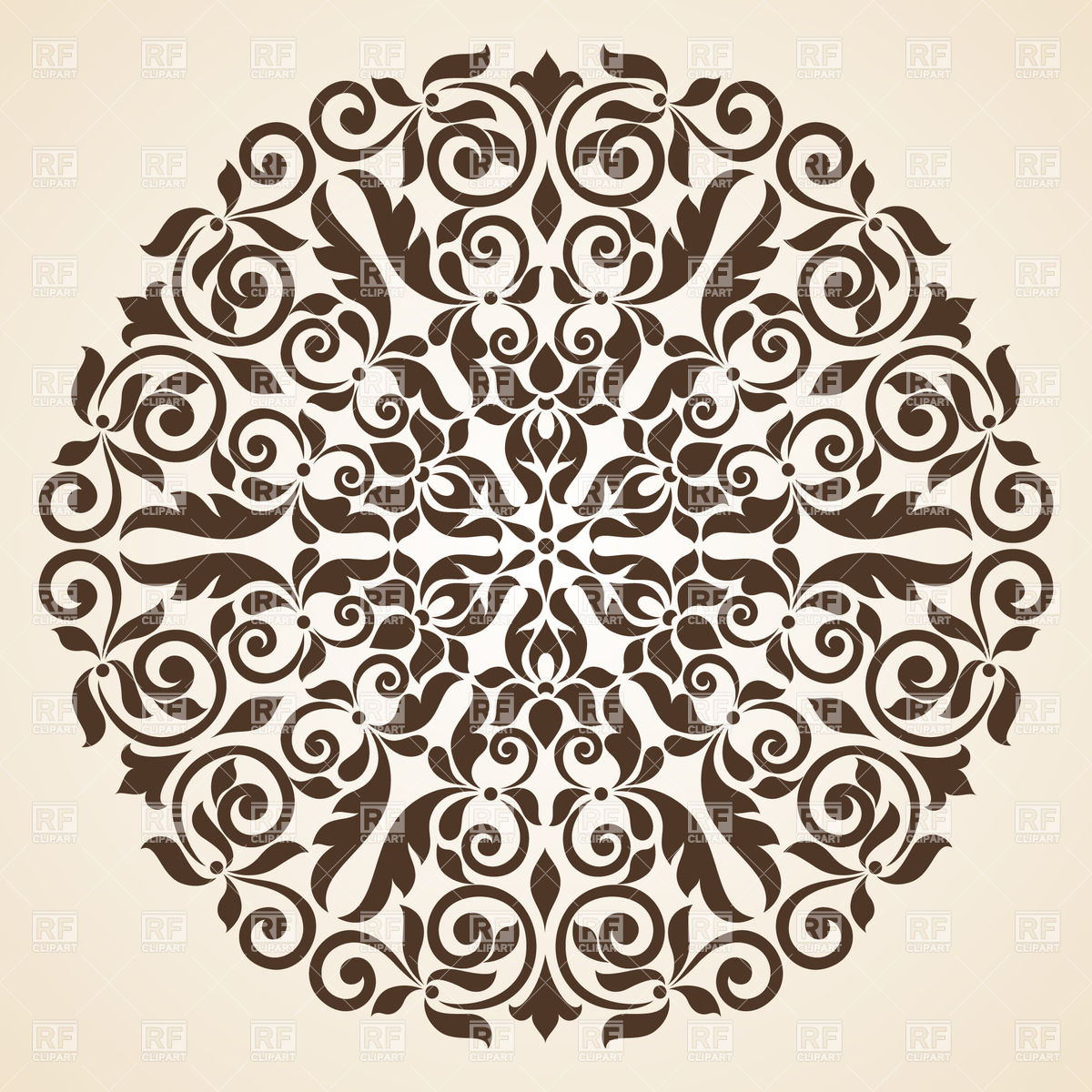 1200x1200 Round Brown Kaleidoscopic Ornament Vector Image Of Design Elements