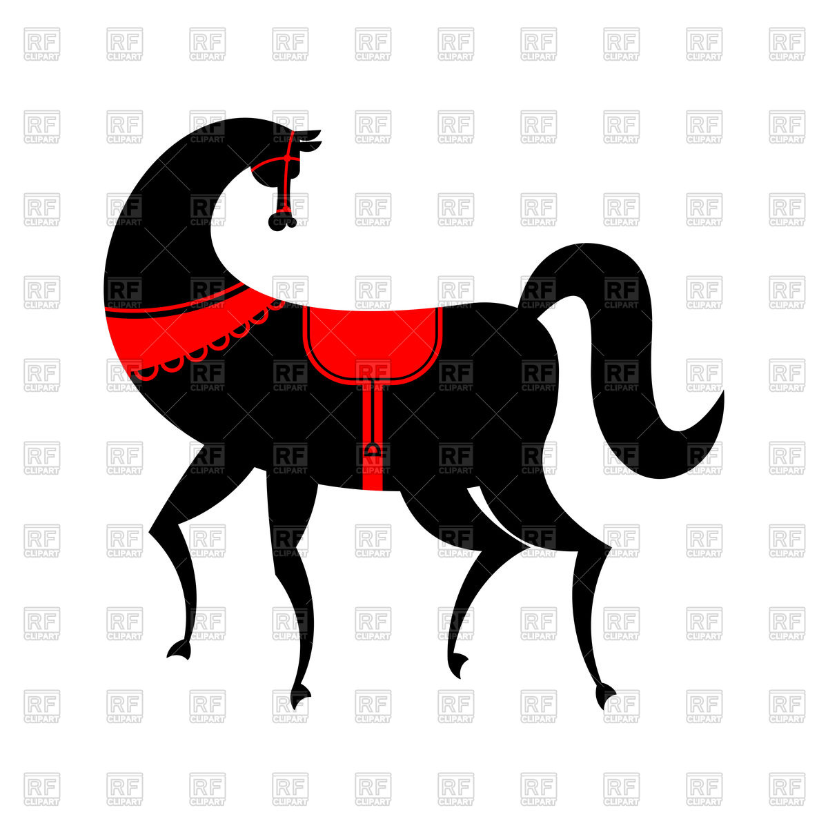 1200x1200 Black Horse With Red Saddle Vector Image Of Plants And Animals