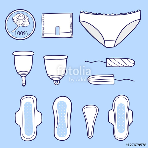 500x500 Feminine Hygiene Products Set Sanitary Pads, Tampons, Menstrual