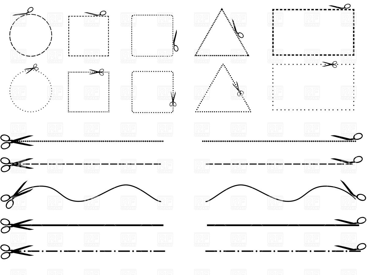1200x900 Scissors Cutting Shapes And Lines Of Seam Vector Image Of Signs