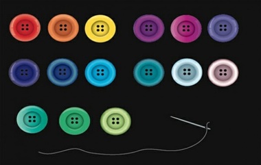 380x241 Round Colorful Clothing Buttons Vector Set