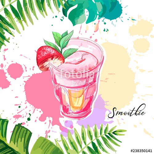 500x500 Smoothie Vector Background With Tropical Leaves Stock Image