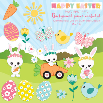 350x350 Easter, Spring Vector Clipart And Digital Papers For Commercial Use