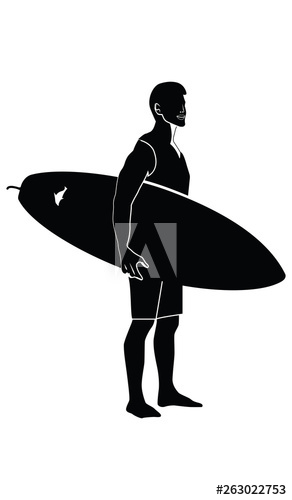 292x500 Silhouette Of A Surfer With A Surfboard