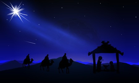450x270 The Night Landscape Of Jesus Christ And The Three Wise Men, Vector