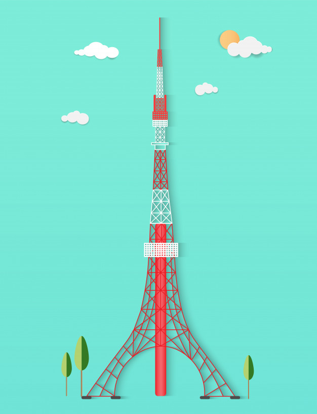 626x817 Tokyo Tower Culture Landmark For Tourism Poster Vector Premium