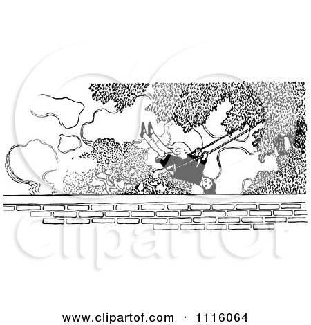 450x470 Clipart Retro Vintage Black And White Girl On A Tree Swing
