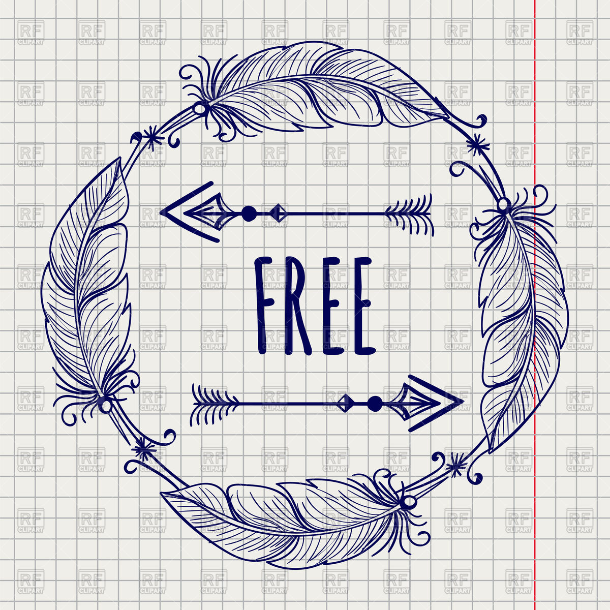 1200x1200 Boho Tribal Style Frame With Feather Arrows Vector Image