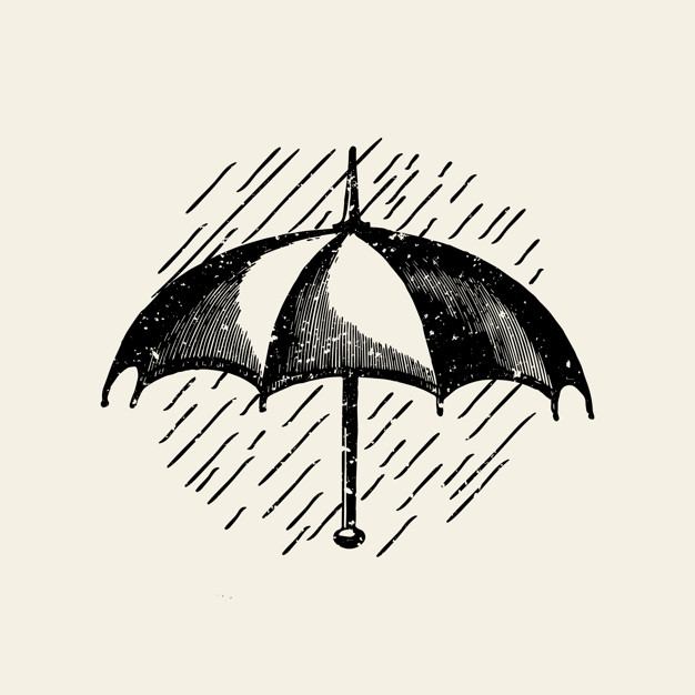 626x626 Umbrella In The Rain Badge Vector Vector Free Download