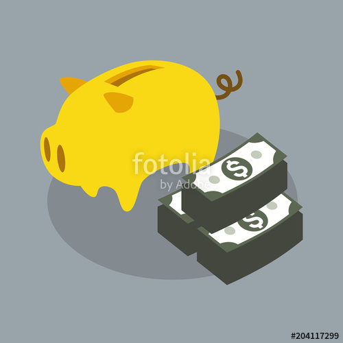 500x500 Financial Assets, Business Concept, Save Money, Piggy Bank, Vector