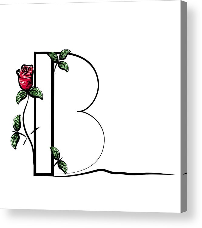 666x750 Vector Capital Initial Letter B With Red Rose Decorative Font