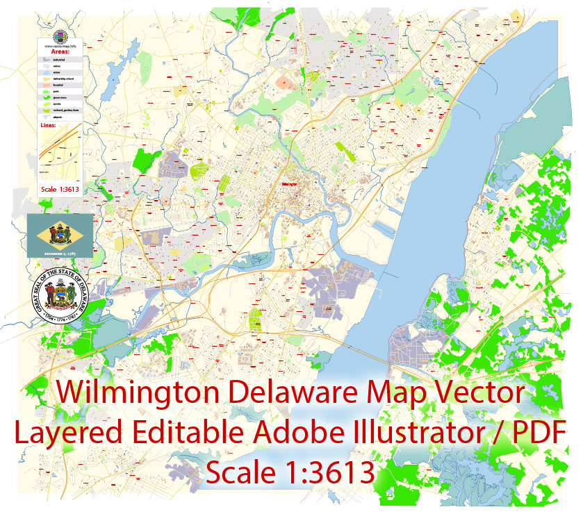 839x740 Wilmington Pdf Map Vector Exact City Plan Delaware Us Detailed