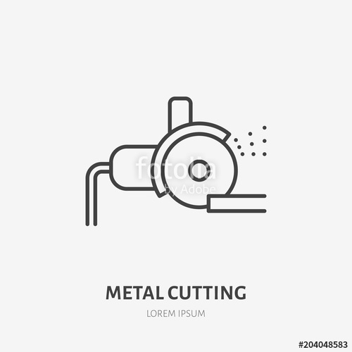 500x500 Bulgarian Saw Flat Line Icon Metal Works Tool Sign Thin Linear