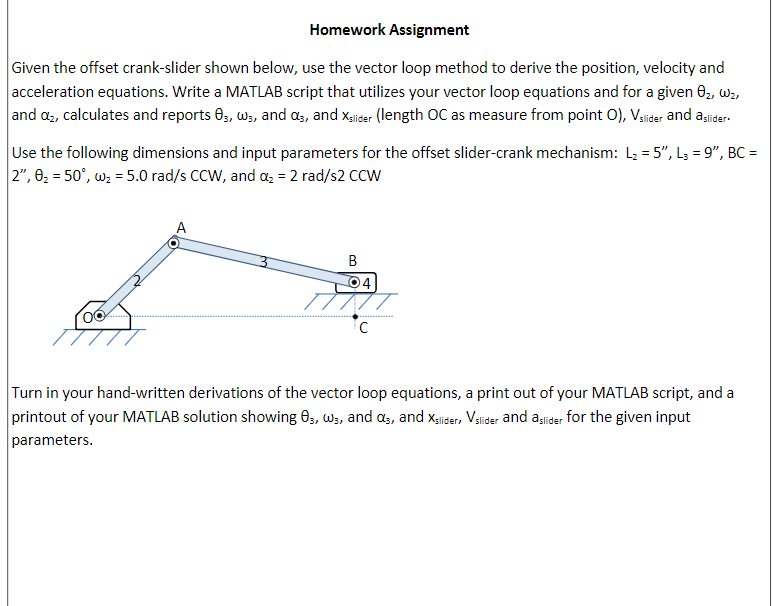 773x606 Solved Homework Assignment Given The Offset Crank Slider