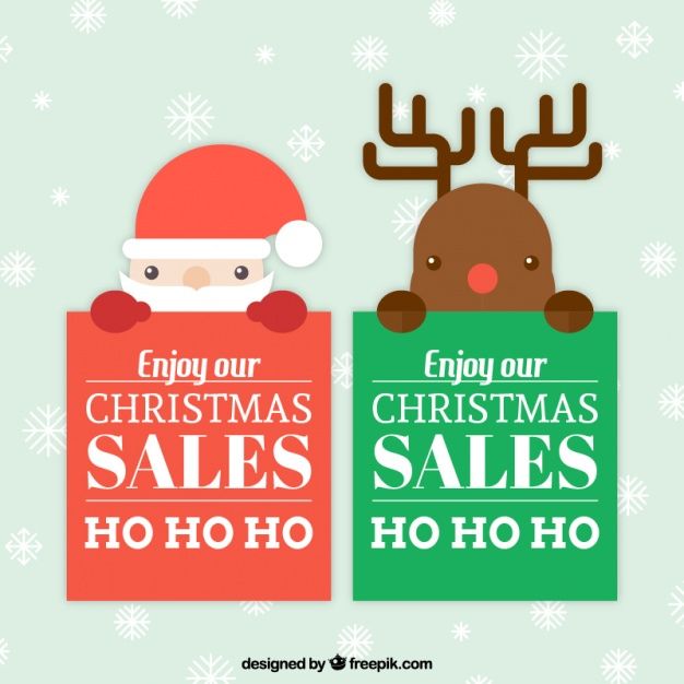 626x626 Santa Claus And Reindeer Banners In Flat Design Free Vector Card