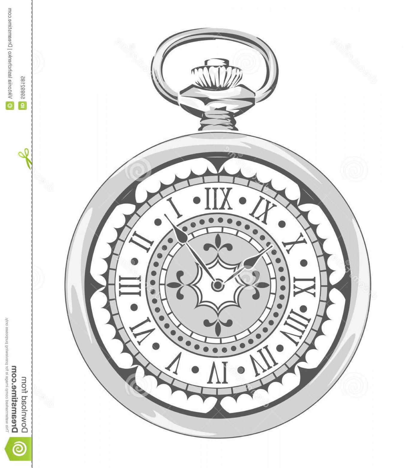 1360x1560 Stock Illustration Old Vintage Watch Decorative Face Vector