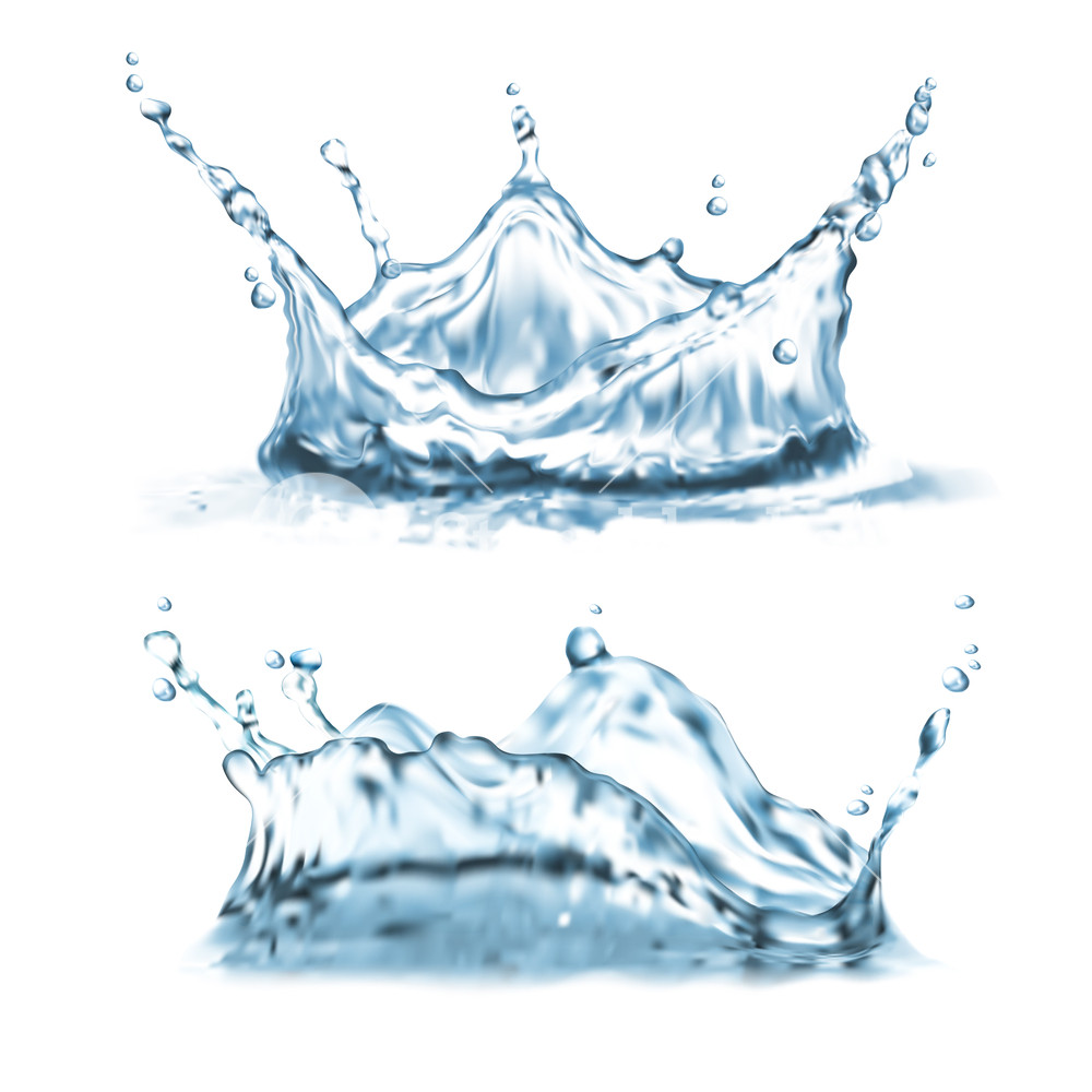 1000x1000 Vector Realistic Set With Water Splashes, Abstract Shapes