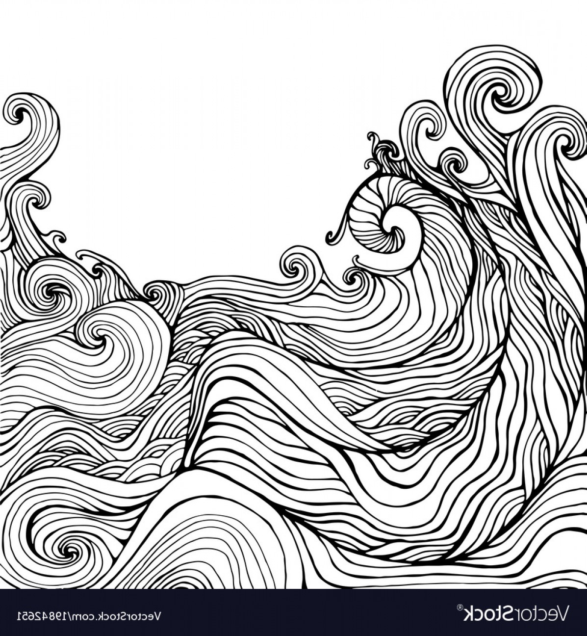 1197x1296 Black White Decorative Doodles Wave Vector Soidergi