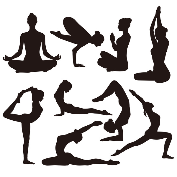 600x600 Yoga Pose Black Silhouette Vector Free Download