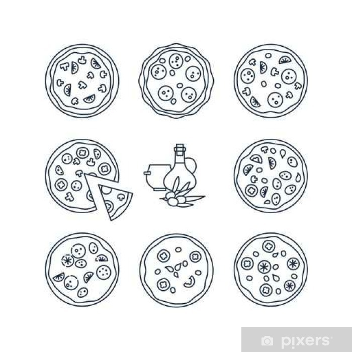 700x700 Pizza Line Icons Different Mono Color Pizza For Pizzeria Menu