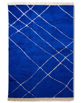 HKliving Hand knotted woolen rug cobalt (200x300)