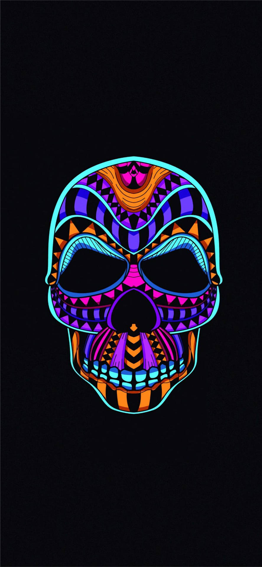 Bedste OLED Farverige Neon Skull Wallpaper