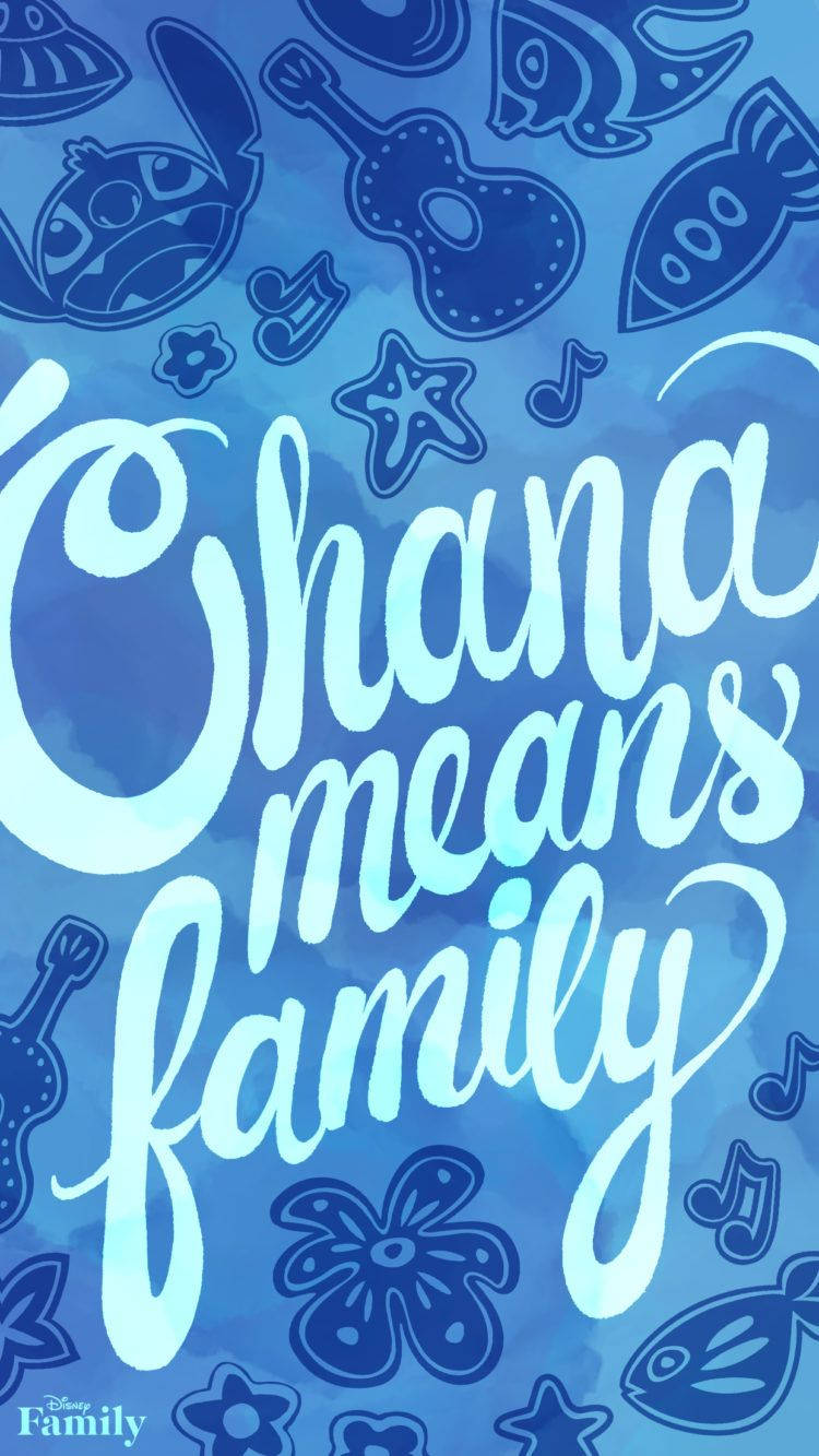 Kreativerblauer Lilo Und Stitch Ohana Wallpaper