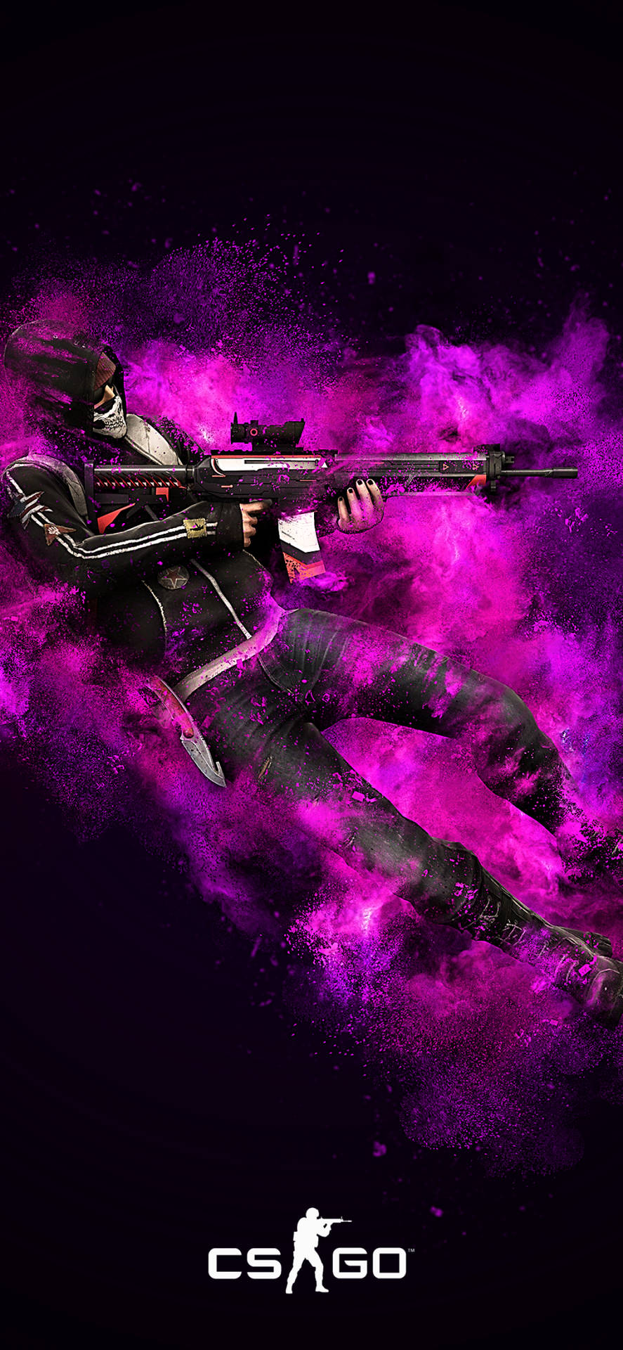 Csgo Soldat In Lila Rauchwolke Iphone Wallpaper