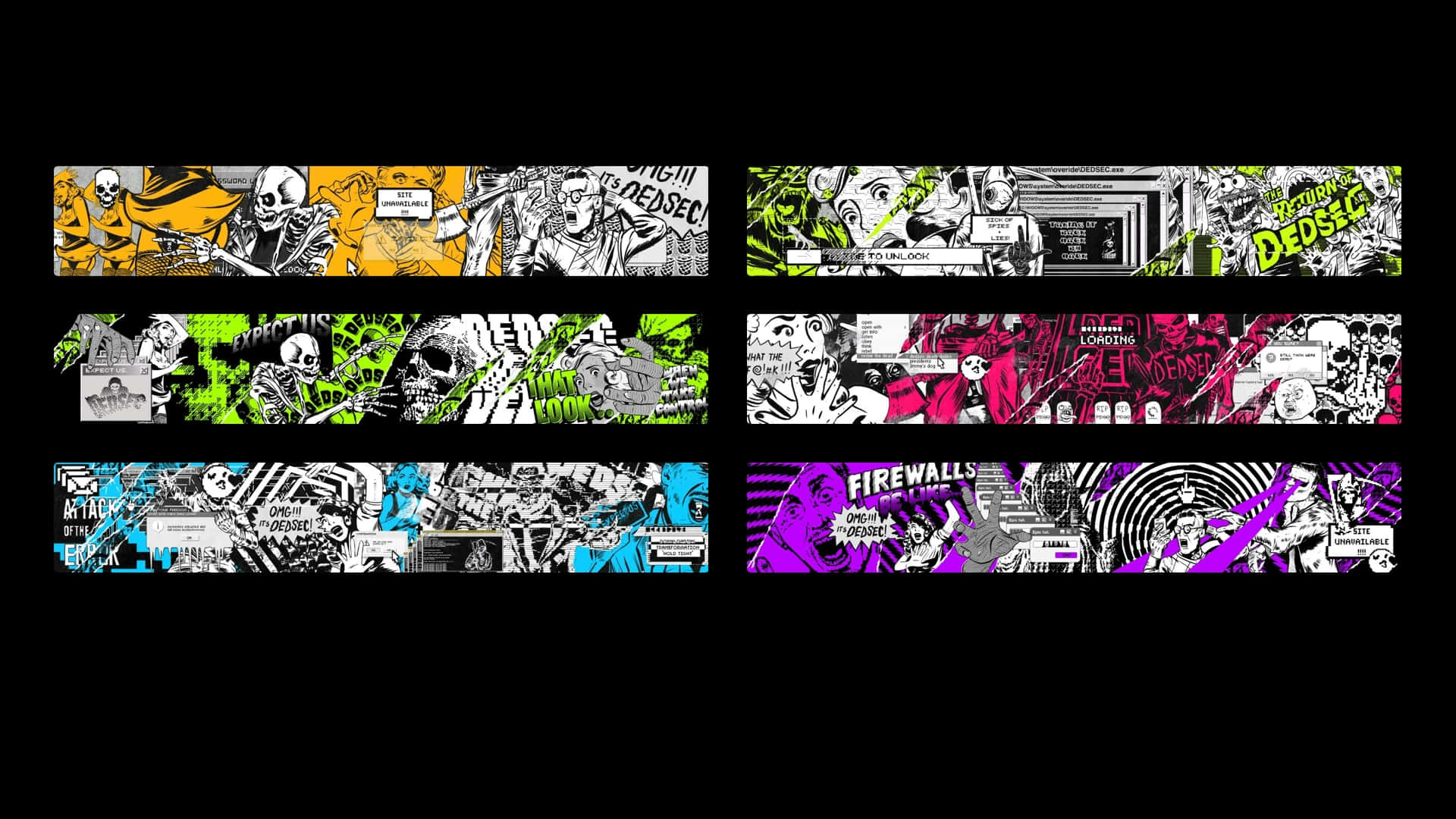 Collage De Banner De Graffiti De Dedsec Fondo de pantalla