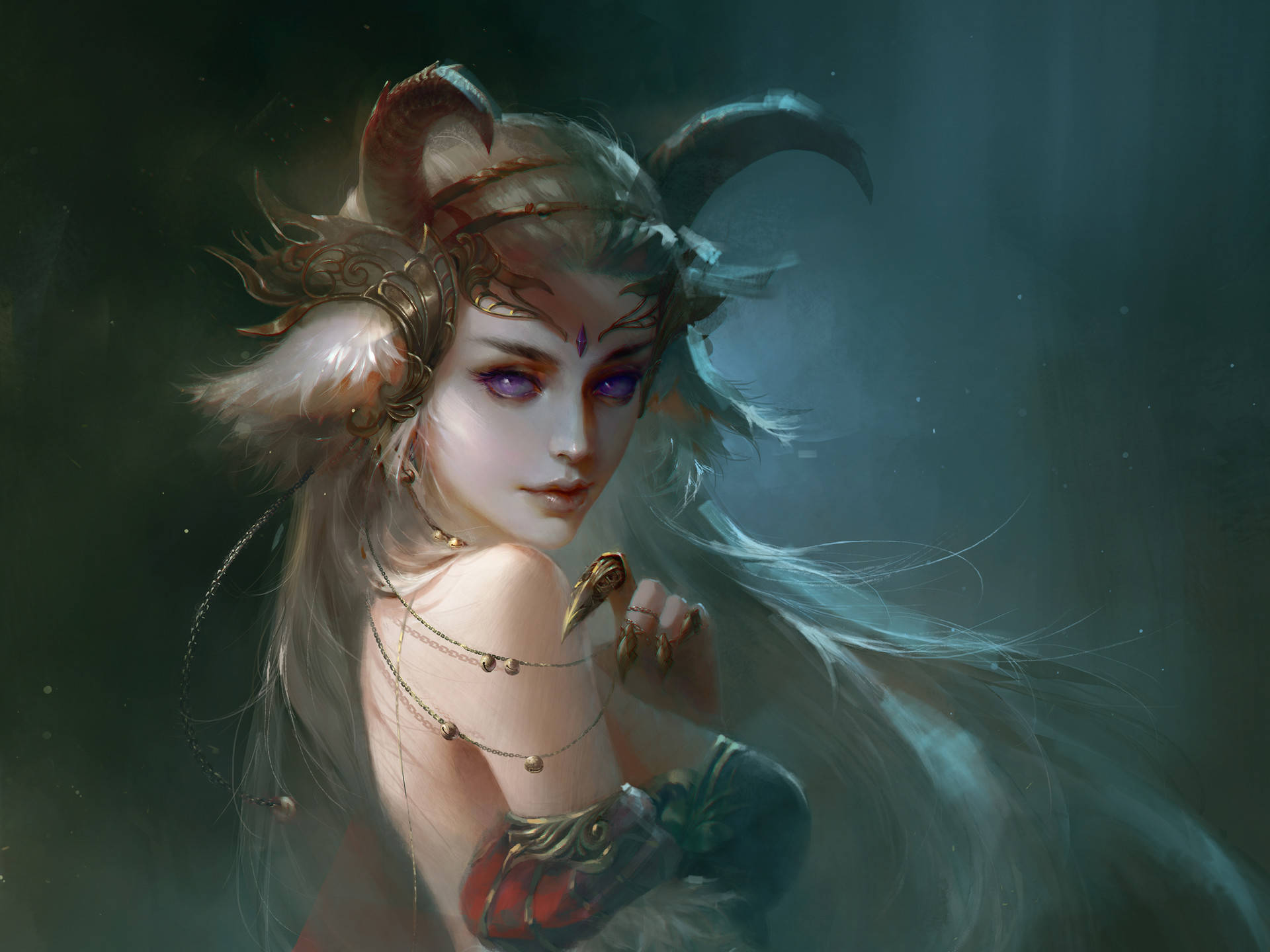 Teufelshörnersüßes Anime Wallpaper