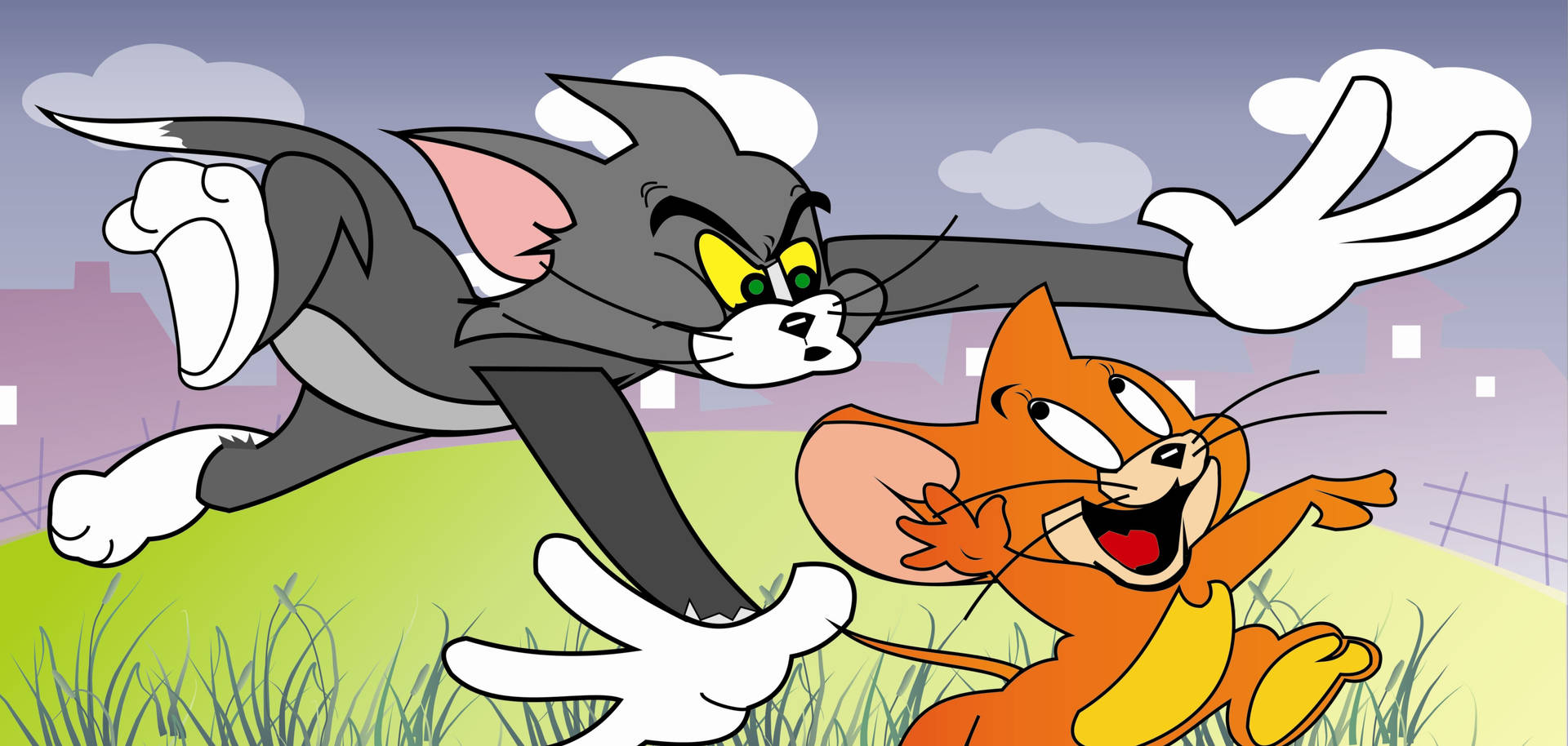 Witzigezeichnung Von Tom Und Jerry Im Ästhetischen Stil Wallpaper