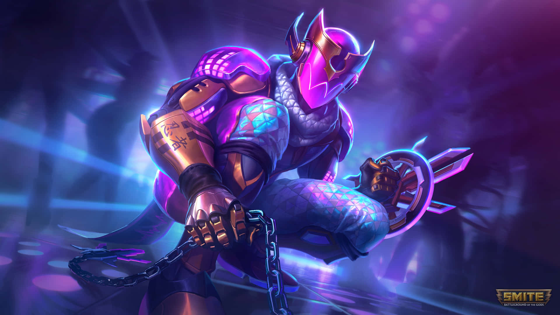 Enlila Och Blå Karaktär I Lila Klädsel. Wallpaper