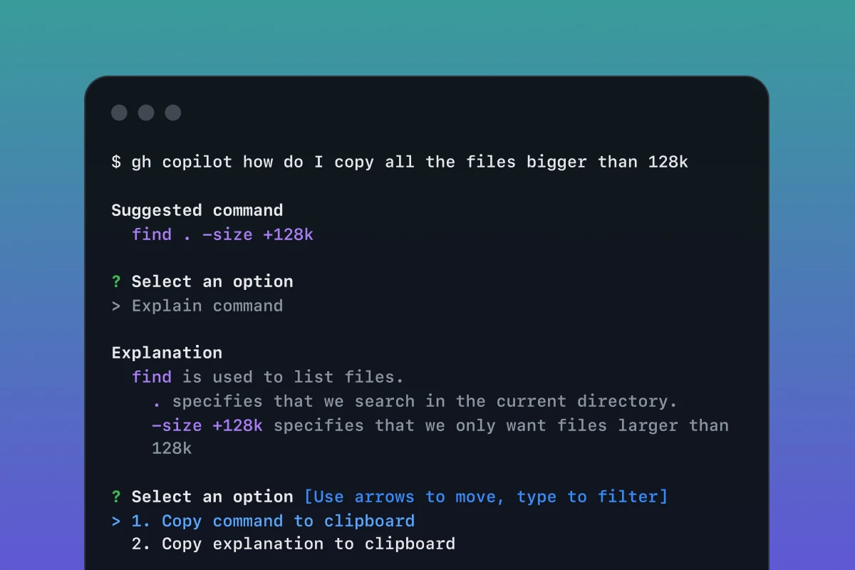 Screenshot of GitHub Copilot CLI in a terminal.